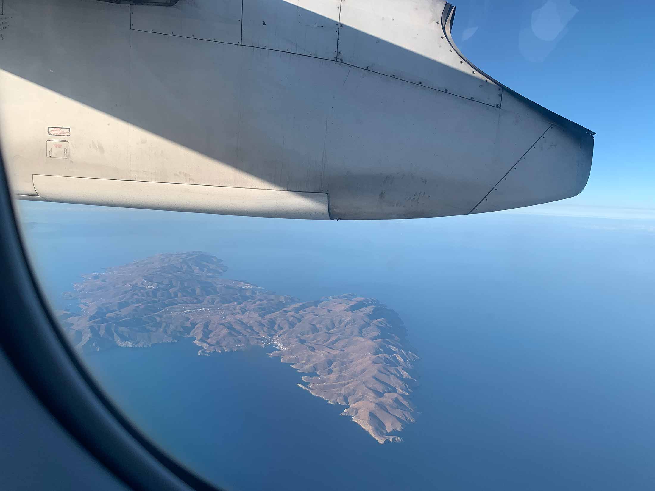 Flying over the Greek islands