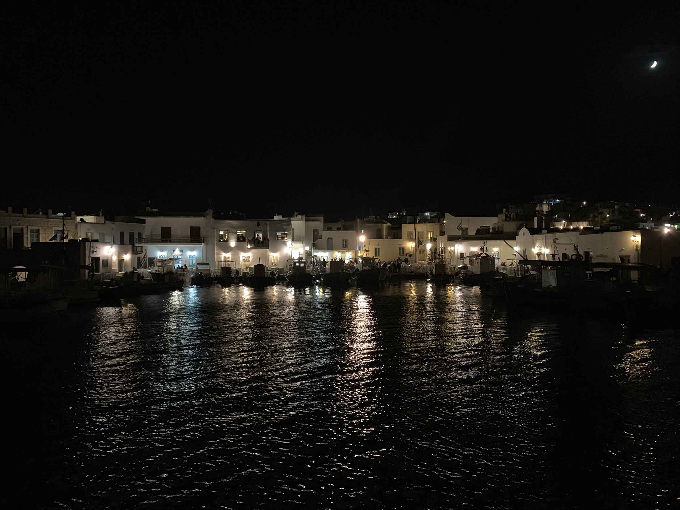 Naousa harbor by night