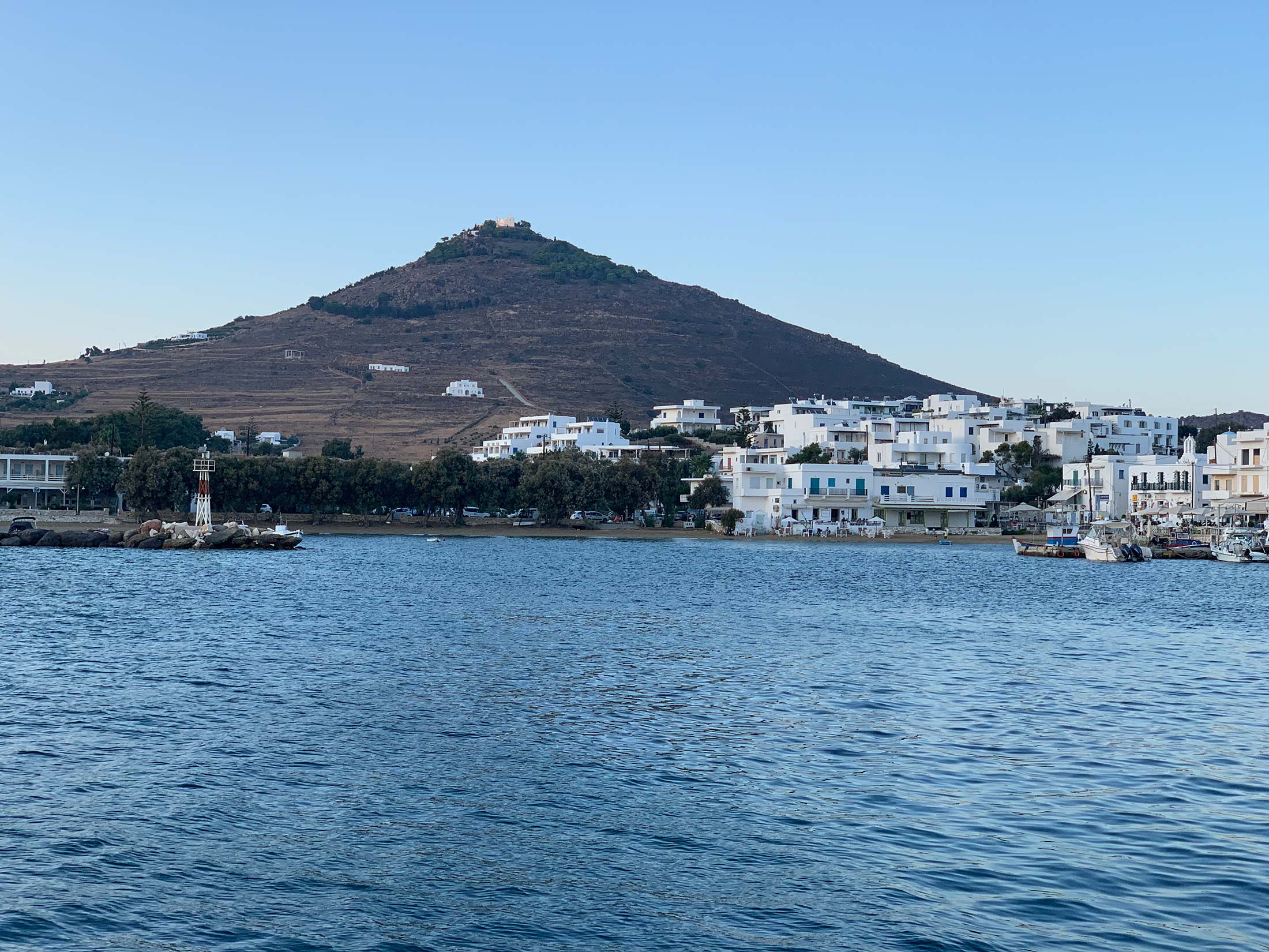 view over the St antonios hill from Piso Livadi, Paros island, Greece
